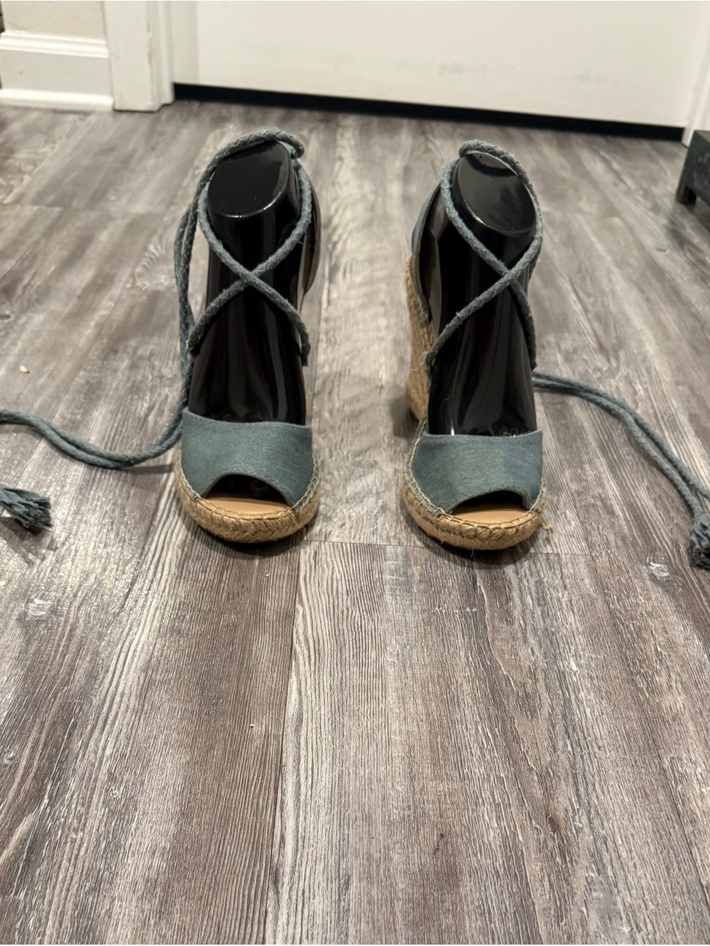 Merona Denim Tie-Up Wedge Sandal in Blue - Picture 2 of 8